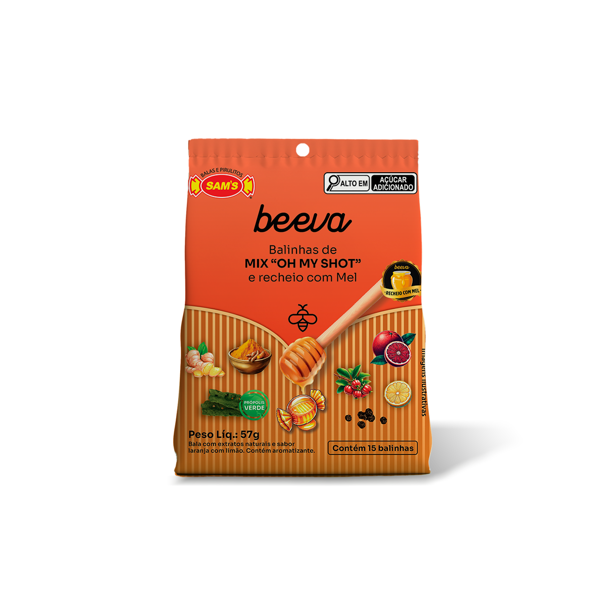 🎁 Balinha - Oh My Shot com Recheio de Mel (100% off)